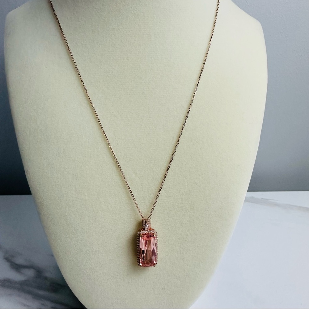 Rose Gold Over Sterling Silver Simulated Morganite Pendant Necklace